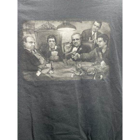 Mens Art T Shirt Black Mob Mafia Movies Godfather Scarface Casual XLarge - Picture 9 of 11
